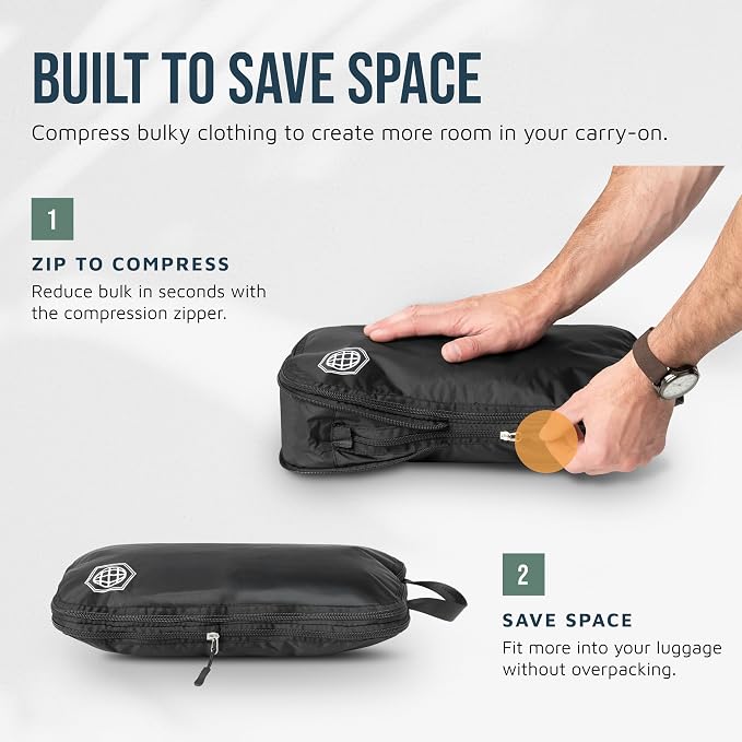 TRIPPED Travel Gear Compression Packing Cubes for Carry-On Travel 6-Pack | Ultralight Ripstop Packing Cubes with Compression Zippers for Organized Carry-On Luggage, Backpack, and Travel Packing - Image 4