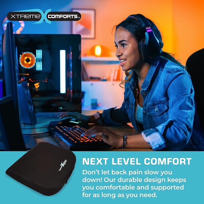 Xtreme Comforts Seat Cushions | Office Chair Cushions for Desk, Car, Wheelchair| Ergonomic Memory Foam Seat Cushion for Support & Comfort | Helps Improve Sitting Posture for Work & Body Relief (1 Pc) - Image 8