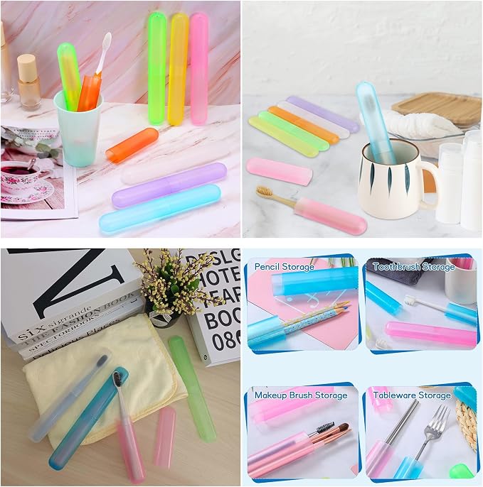 MingTa Set of Six Multicolored Travel Toothbrush Cases - Breathable, Clear & Portable Holders for Home, Travel & Camping Trips - Image 5