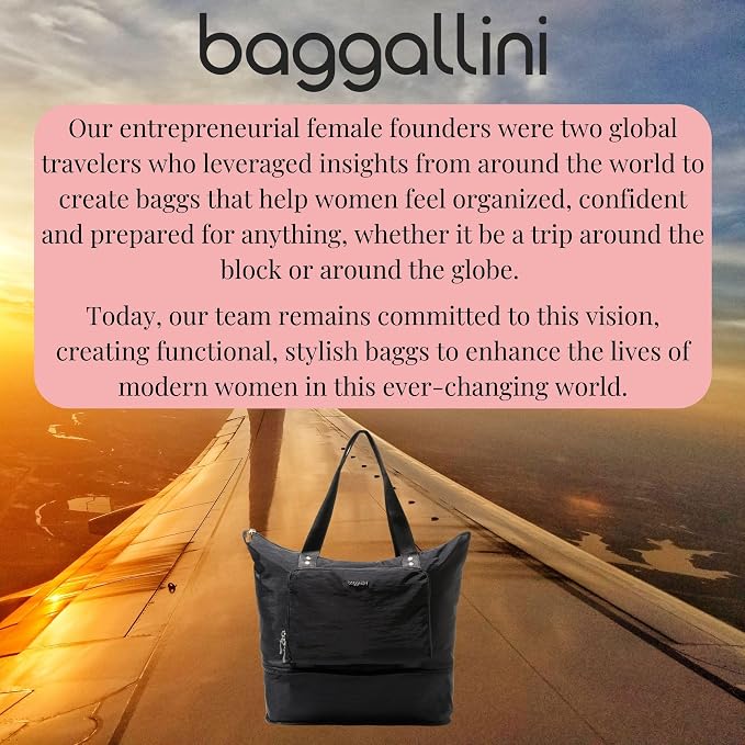 Baggallini Carryall Expandable Lightweight Travel Tote 22" Packable Folding Compact Nylon Washable Weekender w/Luggage Sleeve - Image 8