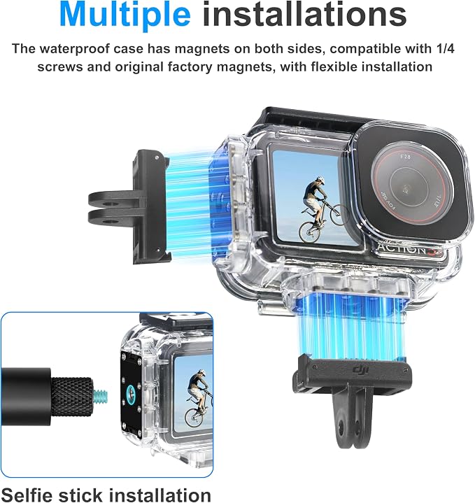 FitStill 196FT/60M Underwater Waterproof Case with Magnetic Quick Release Interface Compatible with DJI Osmo Action 5 Pro/Action 4/Action 3,Monopod Floating Hand Grip Action Camera Accessory Kit - Image 4