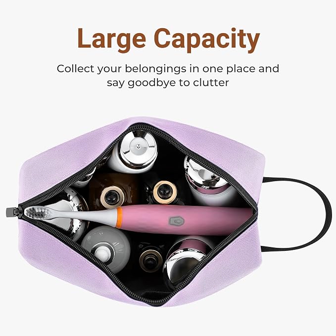 Elviros Travel Toiletry Bag for Women and Men,Lightweight Makeup Bag Hanging Dopp Kit with Shaving Compartment Cosmetic Organizer Small Tool Bag Travel Essentials,Gifts for Women(Lavender Purple) - Image 3