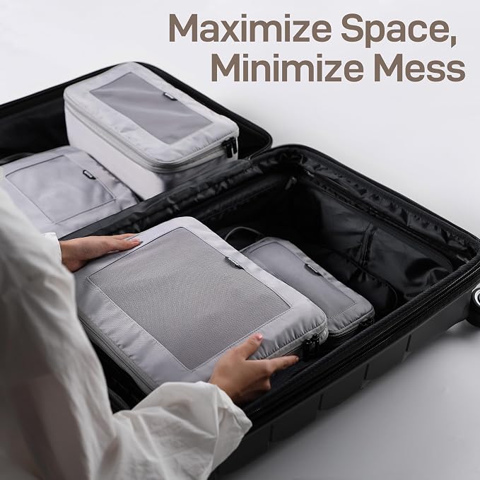 EPICKA TripCozy Compression Packing Cubes, 4 Set, Grey | Durable Expandable Travel Organizer Bags with Mesh Tops for Space-Saving Storage of Clothes & Accessories in Luggage - Image 5