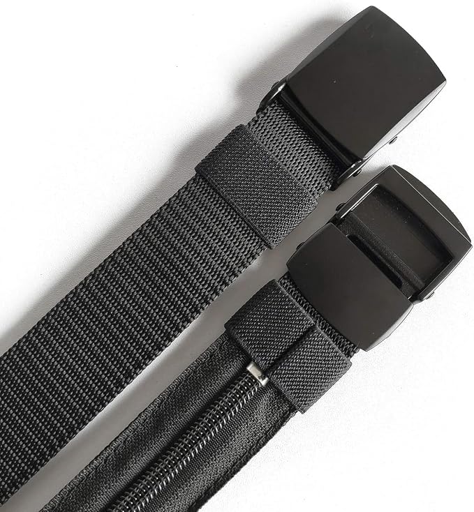 Money Belts for Travel for Men, Nylon Military Tactical Mens with Zinc Alloy Buckle, Security Money Belt with Hidden Money Pocket - Black - Image 5