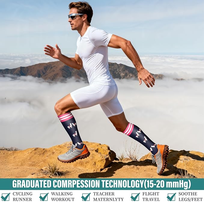 Acture 6 Pack Compression Socks for Women and Men - Knee High for Medical, Running, Nurses, Travel - Image 4