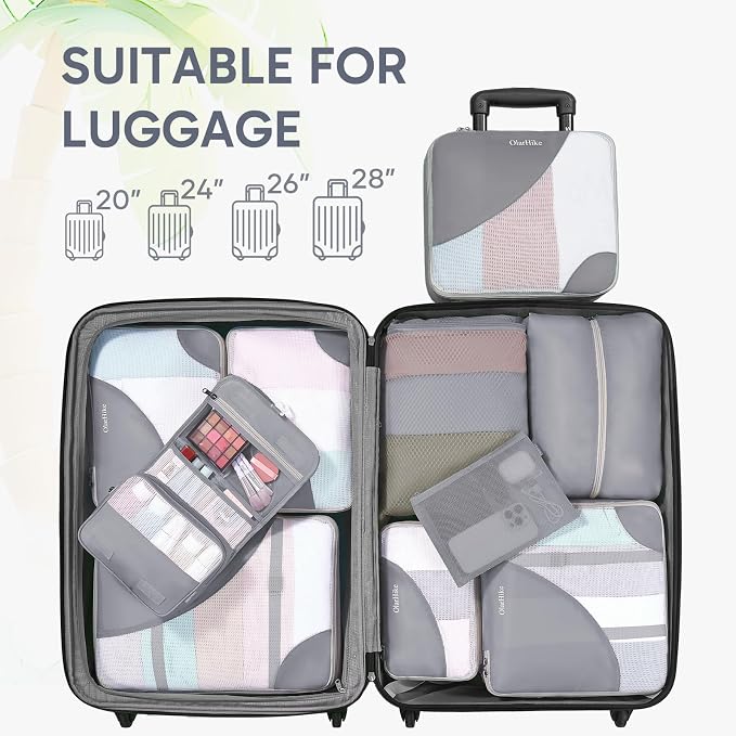 OlarHike 10 Set Packing Cubes for Travel,Gifts for Women Mom,Anti-Tearing Suitcase Organizer,with Over 1000 pcs Mesh Holes,Vacation Essentials & Accessories for Cruise Ship - Image 7
