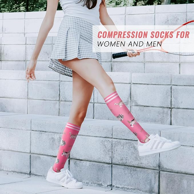 fenglaoda Compression Socks Women Men 4 Pairs, Knee High Support Socks for Running, Sports, Travel, Flight, Nurse - Image 7