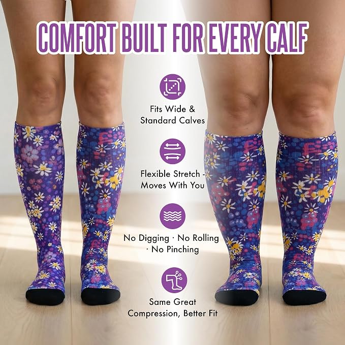 Crazy Compression Socks, Comfortable Support Socks for Recovery, Travel, Hiking, and Long-Hour Comfort w/Fun Designs - Image 8
