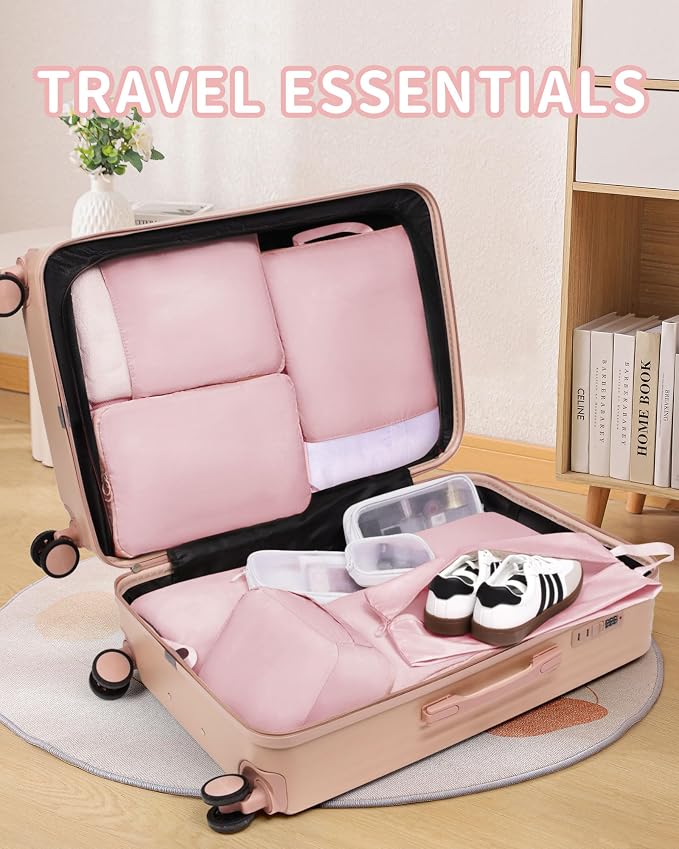 11-Piece Expandable Compression Packing Cubes, Travel Luggage Organizers Set for Suitcase, Lightweight Fabric Packing Bags for Travel Essentials Pink - Image 6
