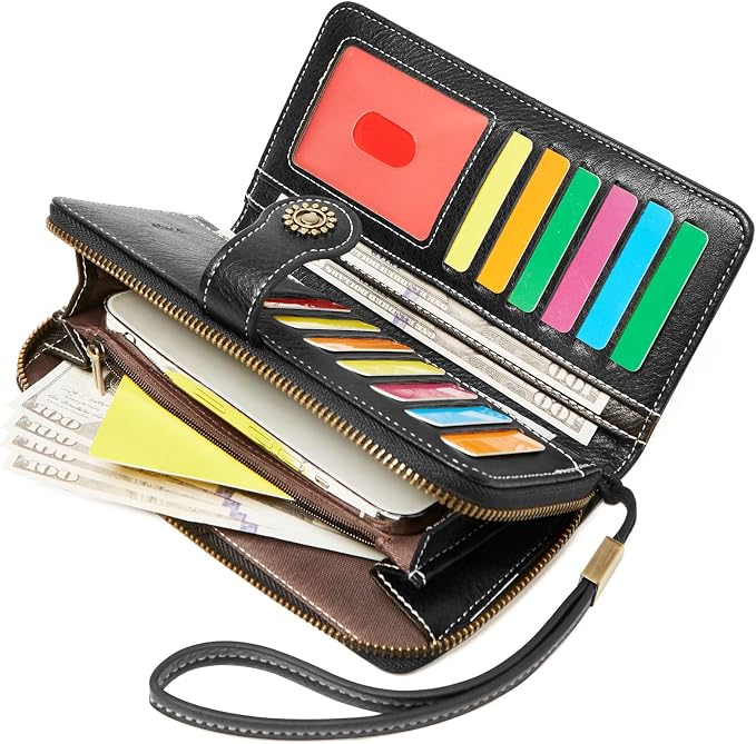 TFKGS Wallet for Women RFID Blocking Leather Large Capacity Card Holder Ladies Phone Clutch Travel Long Purse Wristlet | RFID Blocking - Image 9