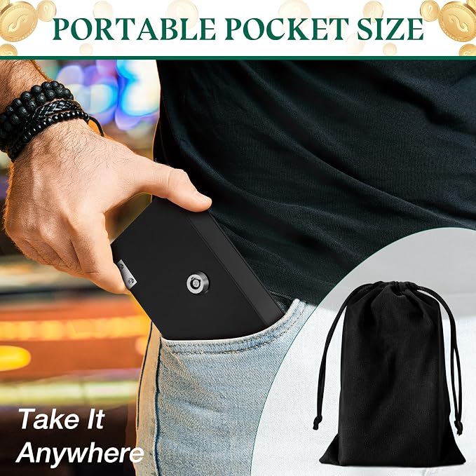 Pocket Size Acrylic Cash Box for Gambler,Winners Bank with 2 Keys Storage Bag, Compact Portable Secure Money Organizer Safe Lock Box for Casino, Control Gambler,Black,1 Pack - Image 5