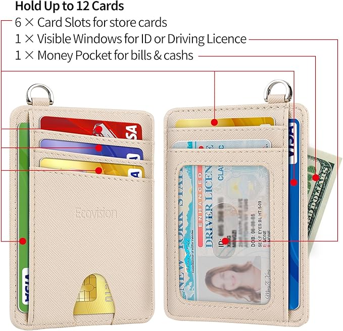 Slim Minimalist Front Pocket Wallet, RFID Blocking Credit Card Holder Wallet with Detachable D-Shackle for Men Women - Image 6
