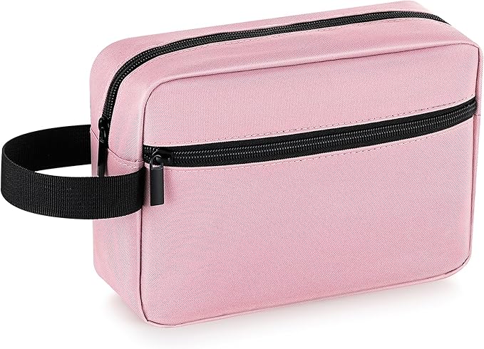 Elviros Travel Toiletry Bag for Women and Men, Lightweight Makeup Bag Hanging Dopp Kit with Compartment Cosmetic Organizer Small Tool Bag Travel Essentials,Gifts for Women(Pink) by Elviros
