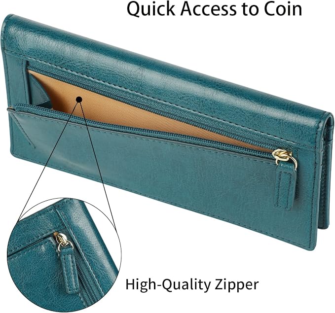 Ultra Slim Thin Leather Women Wallet RFID Blocking Credit Card Holder Bifold Long Ladies Billfold - Image 6