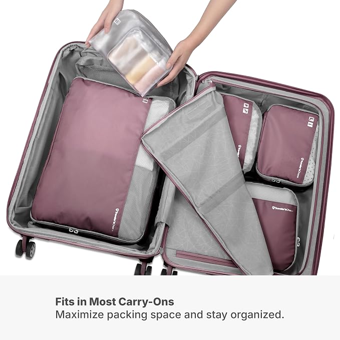 Traveler's Choice Cloverland Packing Cubes, 5-Piece Set, Mauve - Image 3