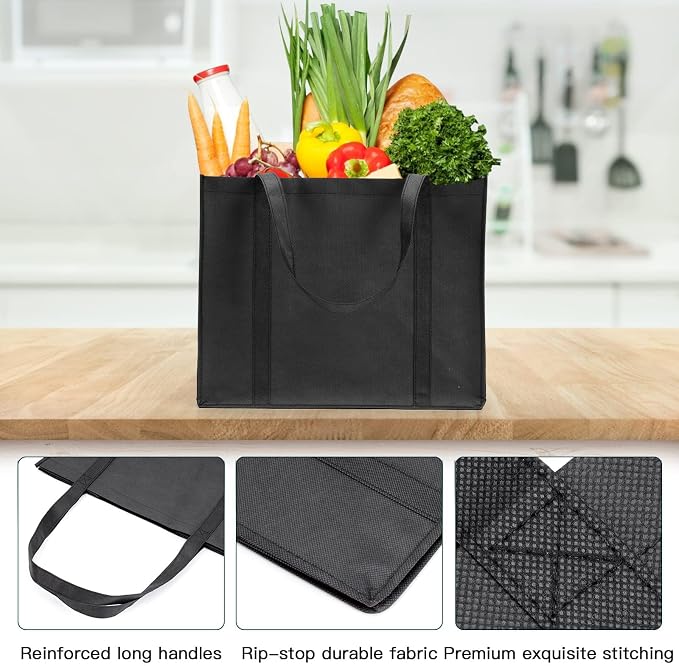 HECTOLIFE 20-Pack Reusable Grocery Bags，Large Washable Foldable Shopping Bags，Heavy Duty Tote Bags with Reinforced Handles - Image 4