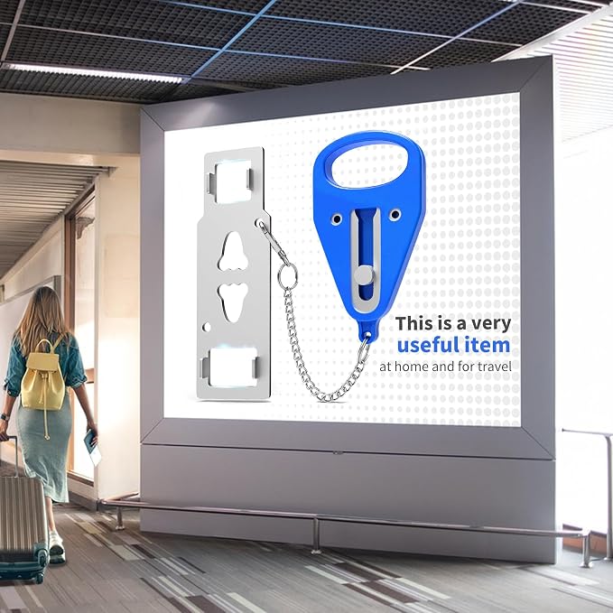 Portable Door Lock for Home Security Travel Lockdown Locker Safety Locks for Additional Safety and Privacy Perfect for Traveling Apartment College Blue - Image 7