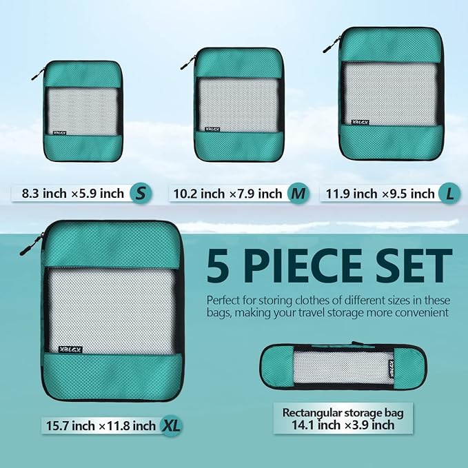 Compression Packing Cubes for Suitcases,5 Set Travel Essentials, Lightweight Luggage Organizer Bags, Travel Cubes for Carry on - Image 4