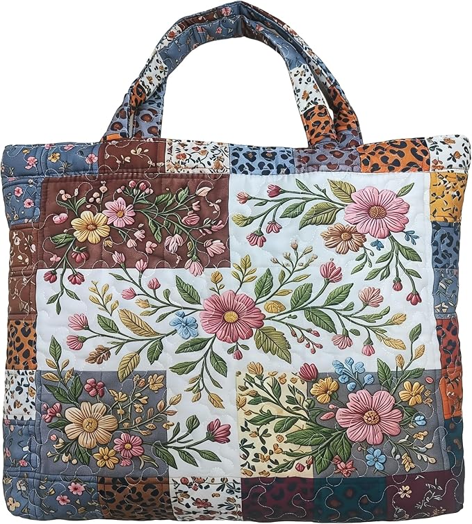 Women's Quilted Tote Bag – Lightweight Large Capacity Foldable for Travel | 20.87" L x 15.75" H by Unknown