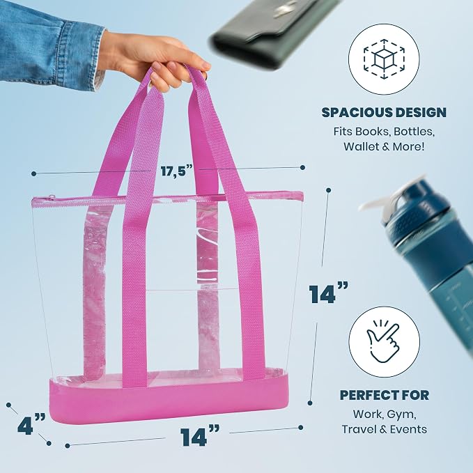 Handy Laundry Clear Tote Bag - Zipper Closure, Long Shoulder Strap, Fabric Trimming. - Image 2