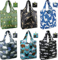 BeeGreen Animal Reusable Shopping Bags Cute Grocery Bag 6 Pack, Christmas Gift Bags Heavy-Duty Foldable Shopping Totes for Supermarket, Work & Travel, Large Washable Polyester Tote Bag with Handles by BeeGreen