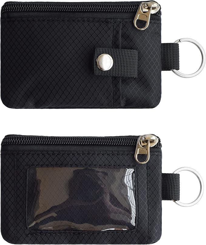 CHENSPRX Minimalist RFID Blocking Small Wallet with ID Window,WaterResistant Zip Id Case Wallet with Lanyard Keychain for Cards,Cash,Travel,Women,Men - Image 3