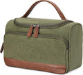Vorspack Structured Canvas Travel Toiletry Bag for Men, Medium-Green | Upright Travel Bag with Wet Pocket, Wide Opening, Bathroom Organizer for Shaving Grooming Skincare, Travel Essentials, Gifts by Vorspack