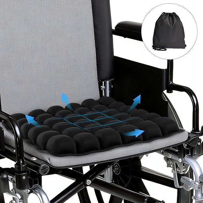 Inflatable Seat Cushion for Office, Travel, Car & Wheelchair - Inflating Air Cushion Seat, Portable Comfort Seat Cushions for Airplane, Stadium, Chair - Ergonomic Support for Long Sitting (Black) | Inflating Air Cushion Seat, Portable Comfort Seat Cush... - Image 9