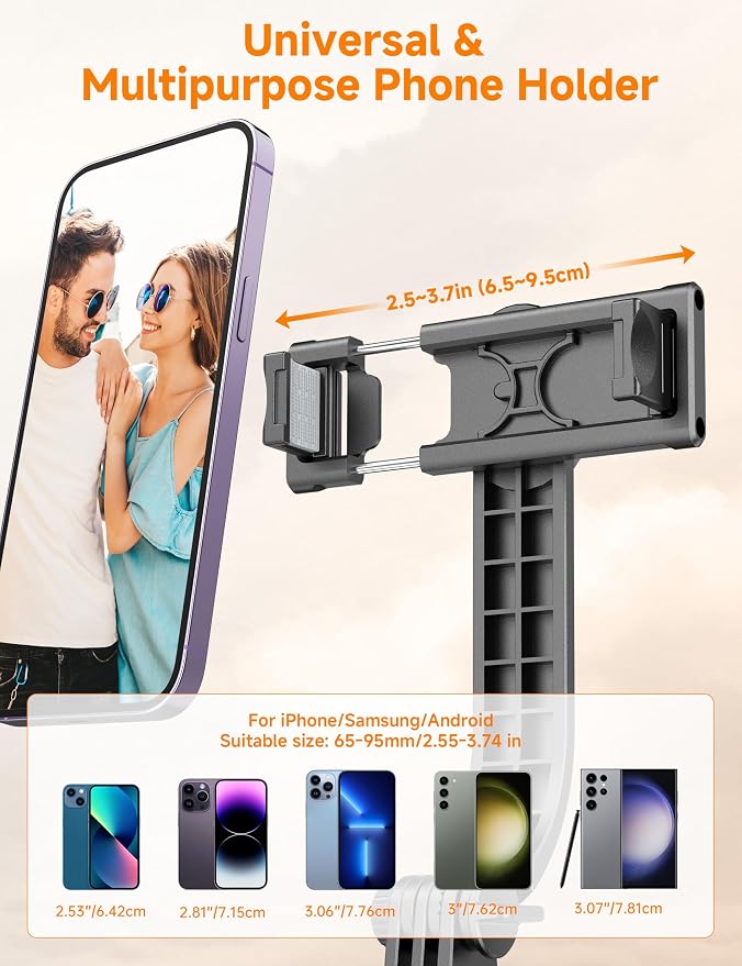 75" Phone Tripod & Selfie Stick, Extendable Cell Phone Tripod Stand with Wireless Remote and PhoneHolder, Stable Travel Tripods for iPhone, Compatible with iPhone 17/16/15/14/13 Pro Max/Android - Image 6