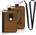 Minimalist RFID Blocking Small Wallet with ID Window,WaterResistant Zip Id Case Wallet with Lanyard Keychain for Cards,Cash,Travel,Women,Men (Brown) by CCUMI