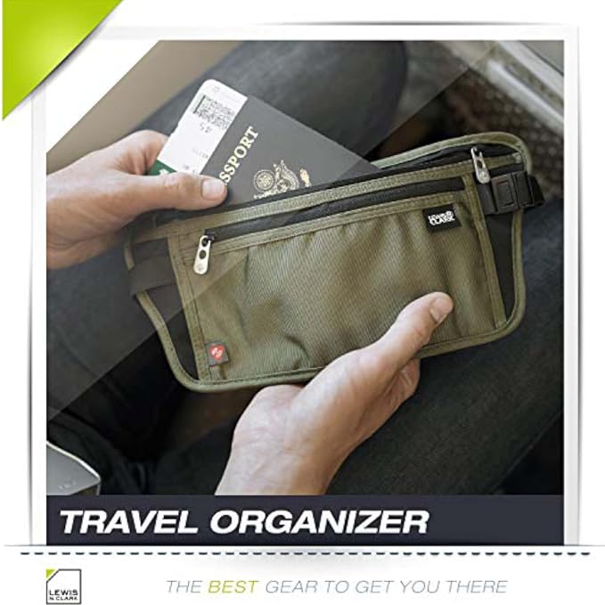 Lewis N. Clark Travel Money Belt Pouch, Slim RFID Blocking Anti Theft Waist Stash Pouches for Cash, Cards and Passport Holder - Image 8