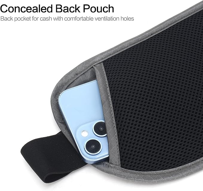Slim RFID Blocking Money Belt for Travel - Anti-Theft Hidden Passport Holder Waist Wallet with Secure Pouch for Cash, Credit Cards & Phone Safe (Grey) - Image 5