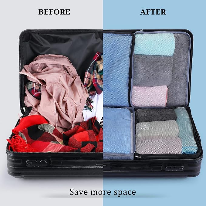 Tudomro 12 Pcs Large Packing Cubes Luggage Organizers for Suitcase Mesh Travel Organizer Bags Travel Packing Organizers for Traveling Camping Hiking - Image 5