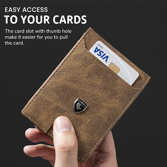 GSOIAX Slim Wallet for Men,RFID Blocking Bifold Wallet Carbon Fiber Front Pocket Wallet with 11 Card Holder Minimalist Mens Wallet with Gift Box (Leather Brown) - Image 5