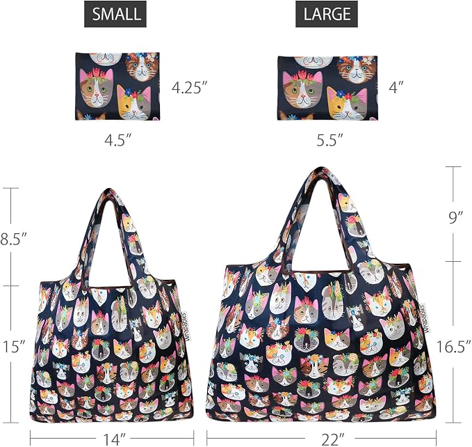 allydrew Large Foldable Tote Nylon Reusable Grocery Bags - Image 3