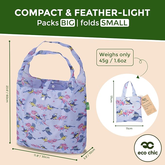ECO CHIC Foldable Reusable Grocery Bags - Lightweight, Recycled & Reusable Shopping Bag - Waterproof Packable Tote - Image 4