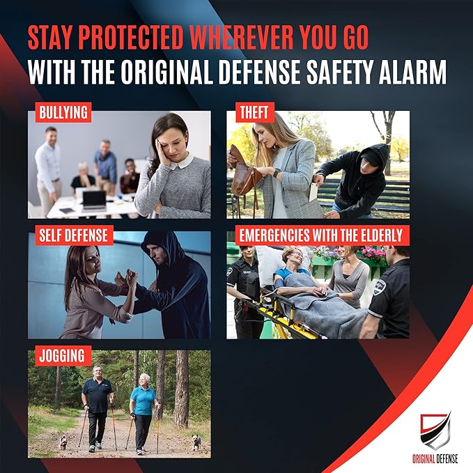 Original Defense® Siren Self-Defense Alarm - 130 dB Keychain Alarm with LED Strobe Light for Women, Children, and Elderly - Police Recommended - (Black, 1 Count) - Image 6