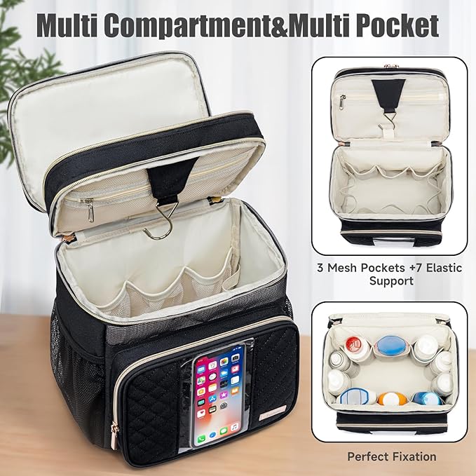 Tealari Large Toiletry Bag for Women Men,Bathroom Bag,Water Resistant Shower Bag,Makeup Bag,Portable Shower Caddy for College Dorm,Hanging Travel Toiletry Bag with Transparent Waterproof Phone Pocket - Image 5