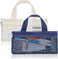 2 Pcs Toothbrush Pouch,Portable Travel Toothbrush Bag,Mesh Toothbrushs Pouch for Men and Women,Square Mesh Storage Bags with Zipper(White and navy) by Unknown
