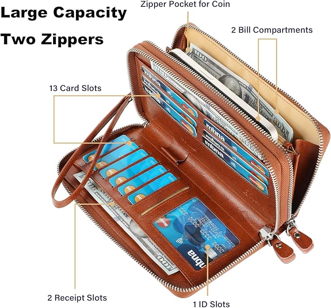 Small Compact Women Wallet RFID Blocking Genuine Leather Bifold Purse with ID Windows - Image 4