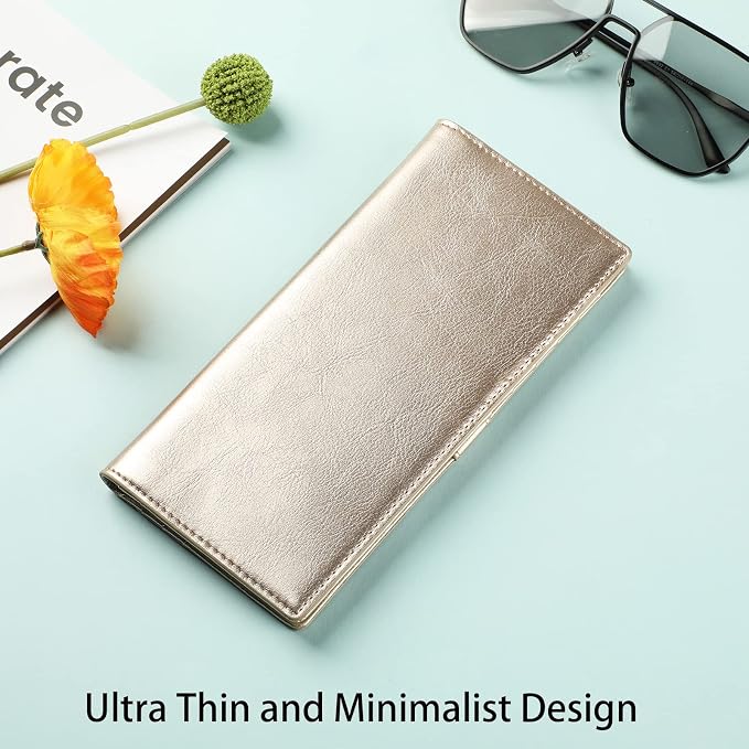 Ultra Slim Thin Leather Women Wallet RFID Blocking Credit Card Holder Bifold Long Ladies Billfold - Image 2