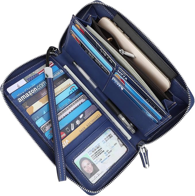Small Compact Women Wallet RFID Blocking Genuine Leather Bifold Purse with ID Windows - Image 2