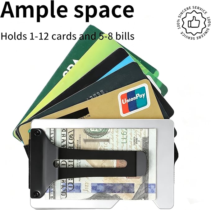 Slim Wallet for Men,RFID Blocking Minimalist Metal Wallet, Money Clip/Cash Holder, Front Pocket Aluminum Credit Card Holder, Ideal Gift for Men,Matte Silver - Image 2