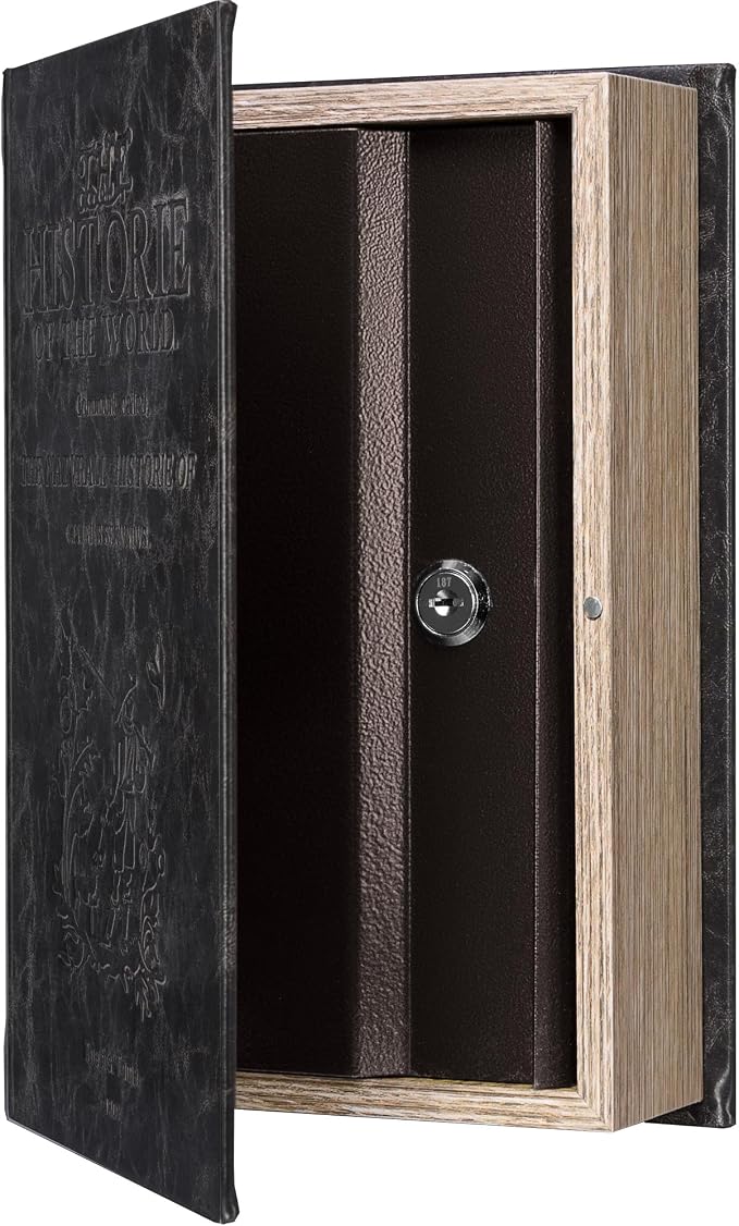 Barska Antique Book Lock Box with Key Lock | Steel safe with magnetic closure and key lock for passports, jewelry and cash - Image 8