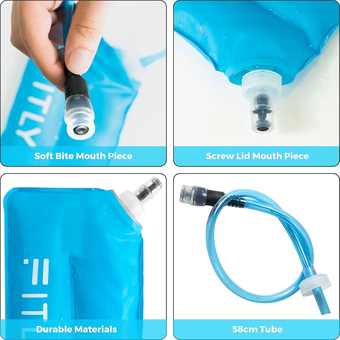 FITLY Soft Flask - Shrink As You Drink Soft Water Bottle for Hydration Pack - Folding Water Bottle Ideal for Running, Hiking, Cycling, Climbing & Rigorous Activity - Image 7
