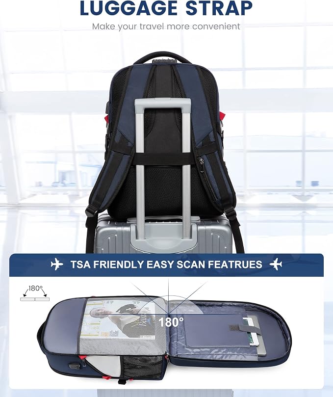 LOVEVOOK Large Laptop Backpack for Men,17.3Inch Heavy Duty Travel Backpack | TSA-Friendly with Anti-Theft,Carry On Flight Approved,College Work Bookbag,Water Resistant Business Backpack for Men Women - Image 4