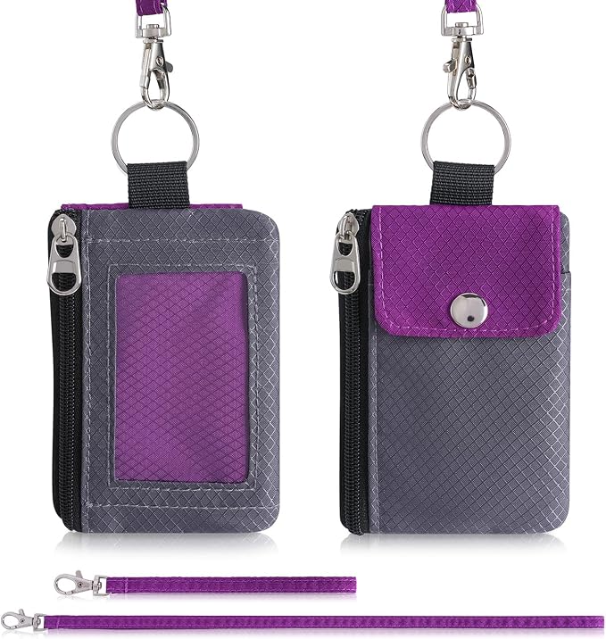 Artpaxy Minimalist Wallet For Mens Womens, Keychain RFID Blocking Zipper Small Wallet with ID Window 2 Lanyards,Water Resistant Travel Cash Card Coin Case Boys Girls - Image 7