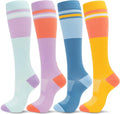 fenglaoda Compression Socks Women Men 4 Pairs, Knee High Support Socks for Running, Sports, Travel, Flight, Nurse by fenglaoda
