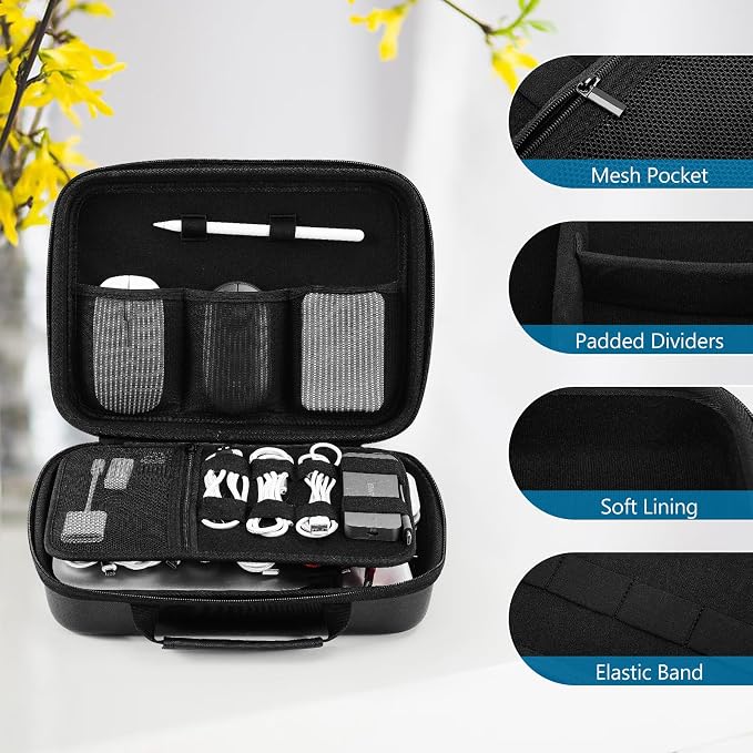 ProCase Hard Travel Electronic Organizer Case for MacBook Power Adapter Chargers Cables Power Bank Apple Magic Mouse Apple Pencil USB Flash Disk SD Card Small Portable Accessories Bag - Image 5