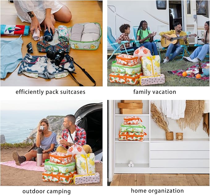 6 Pcs Compression Packing Cubes for Travel, Waterproof Luggage Organizer Washable Storage Bags Set - Packaging Cubes for Backpack Travel and Carry-Ons - Image 7